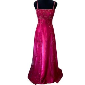 Elegant Red Evening Gown, Ombre 90s Prom Dress